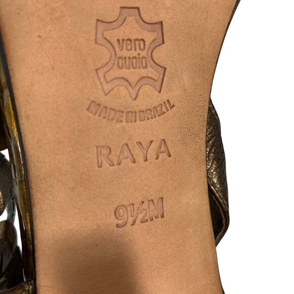 BRIGHTON Raya Bronze Floral Embellished Heeled Sandals SZ 9.5M Benchmade Brazil - Picture 7 of 8